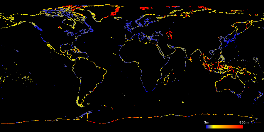 Average node distance in OSM coastline data