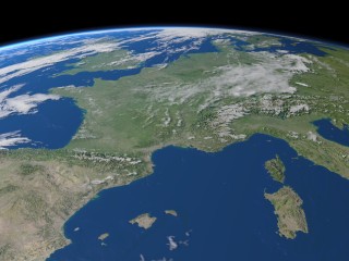 western europe render with clouds