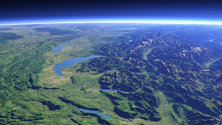 3D-Ansicht des Genfer Sees als Beipiel