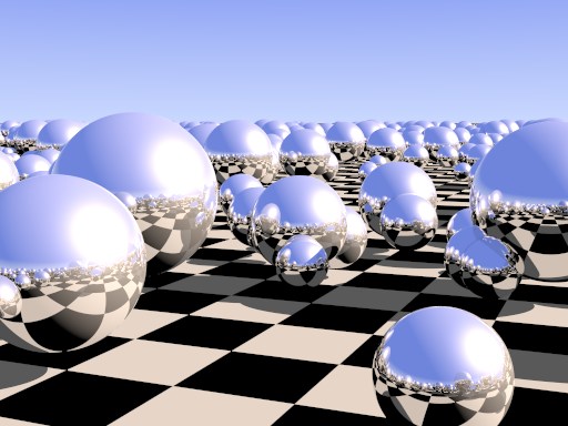 sphere on checkered plane render